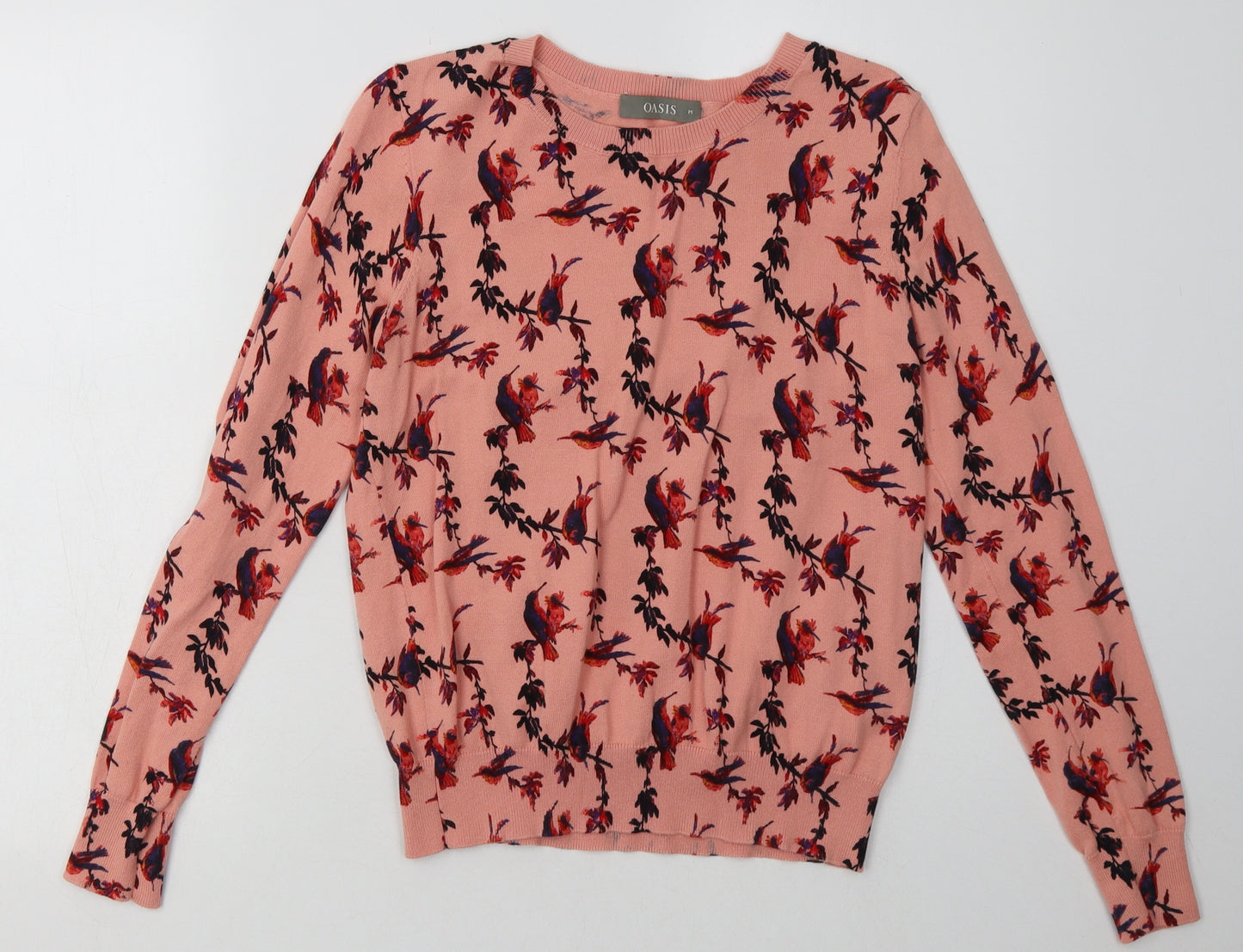 Oasis Womens Pink Geometric Cotton Pullover Sweatshirt Size M  Pullover