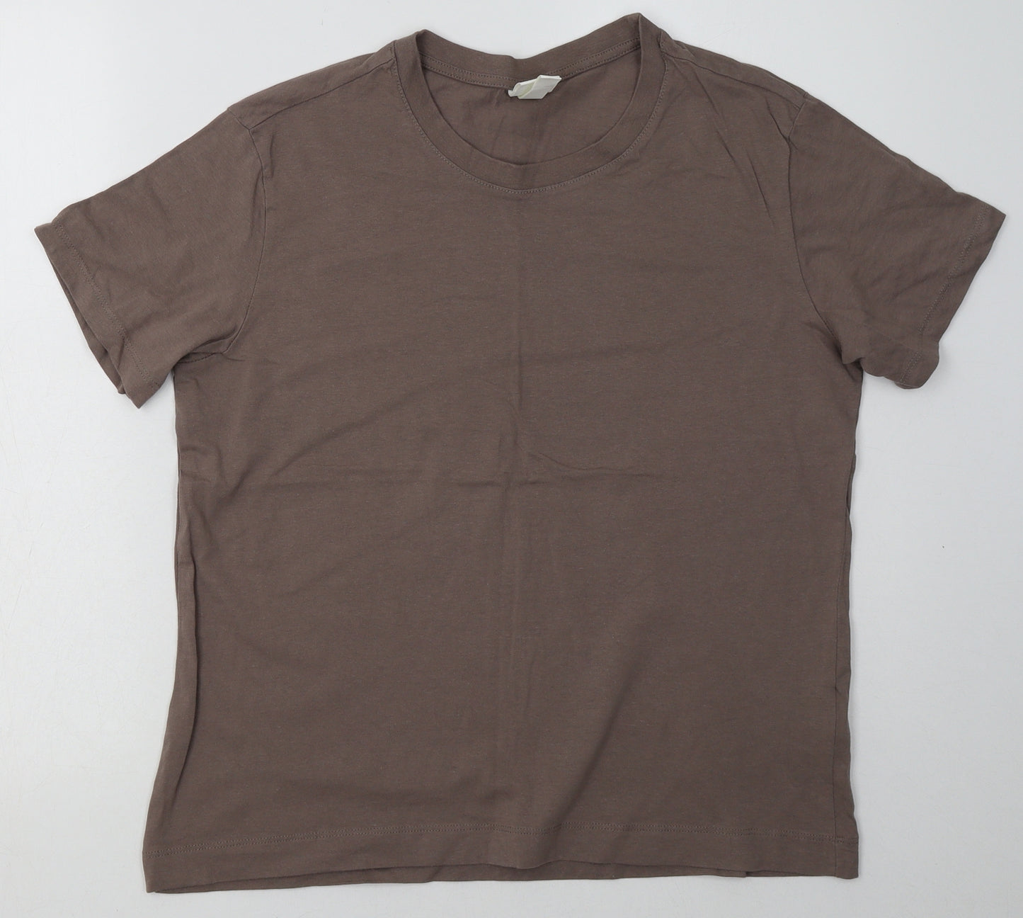 H&M Womens Brown  Cotton Basic T-Shirt Size M Crew Neck