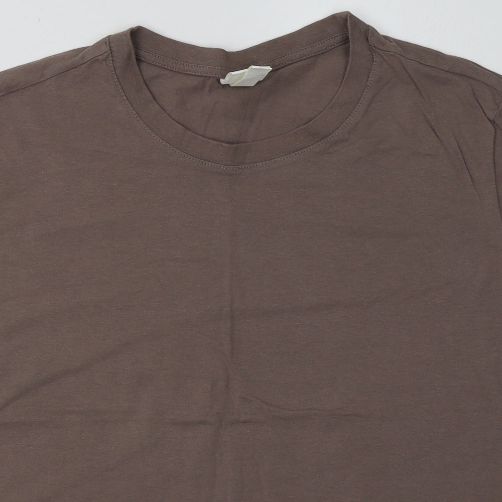 H&M Womens Brown  Cotton Basic T-Shirt Size M Crew Neck
