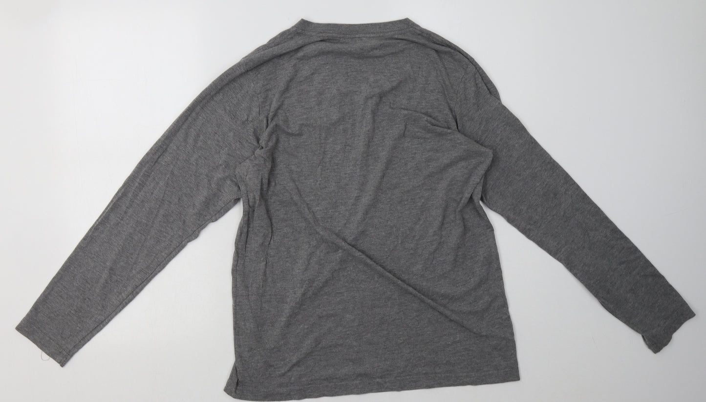Canvas Mens Grey  Polyester Pullover Sweatshirt Size M