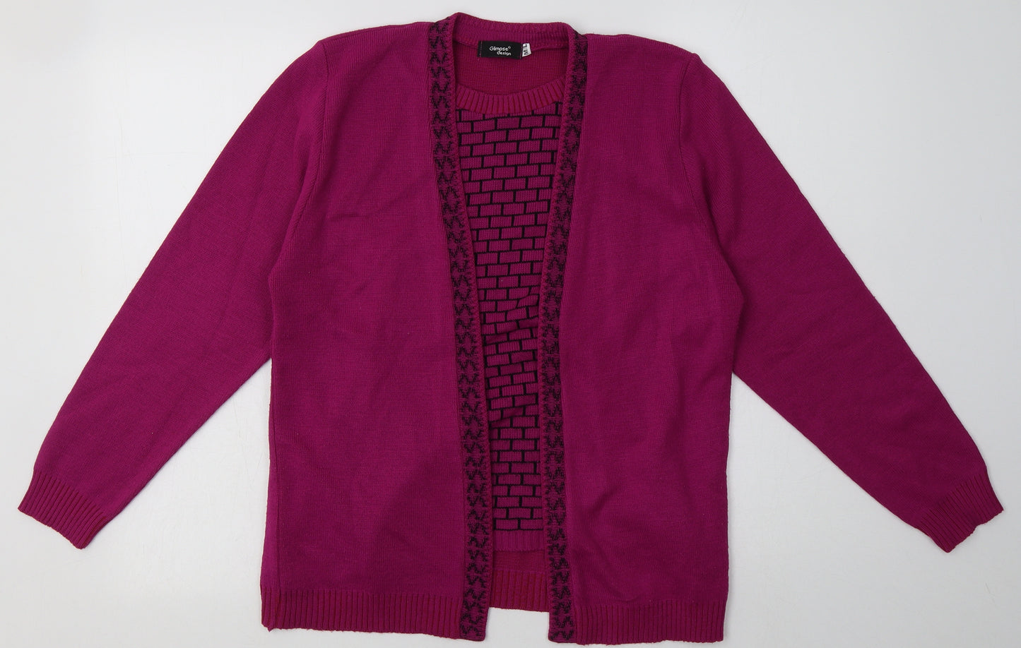 Glimpse Design Womens Purple Geometric Acrylic Pullover Sweatshirt Size M  Pullover
