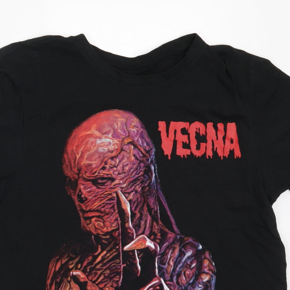 Primark Mens Black  Cotton  T-Shirt Size L Round Neck  - stranger things