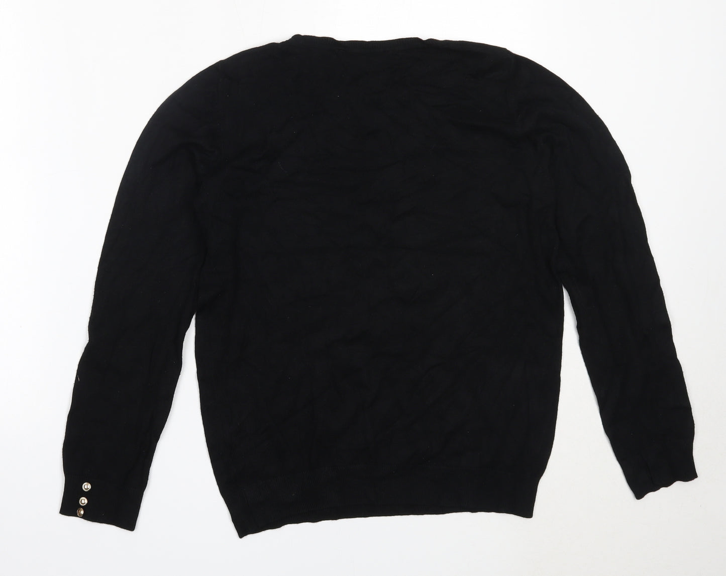 Dorothy Perkins Womens Black Round Neck  Viscose Pullover Jumper Size 14