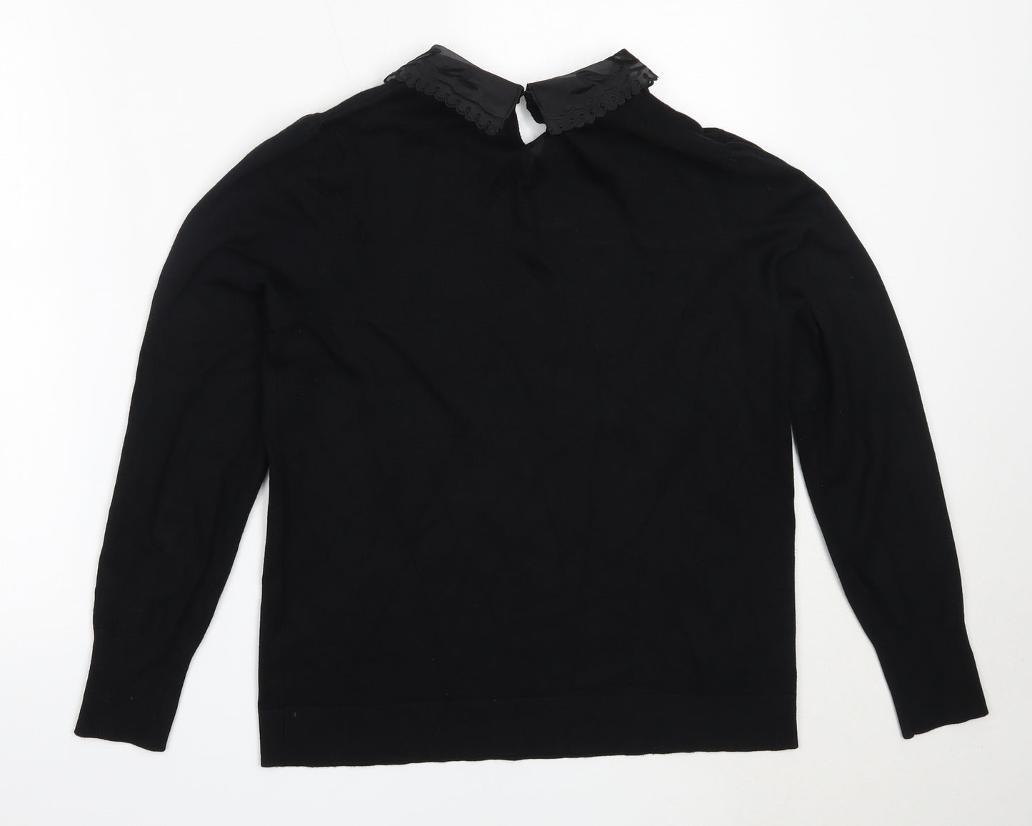 Papaya Womens Black Collared  Viscose Pullover Jumper Size 14