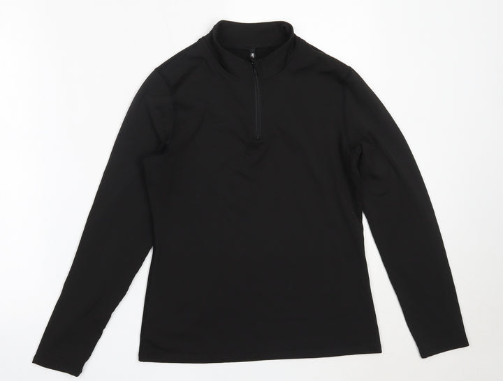 PRETTYLITTLETHING Womens Black  Polyester Henley Sweatshirt Size M