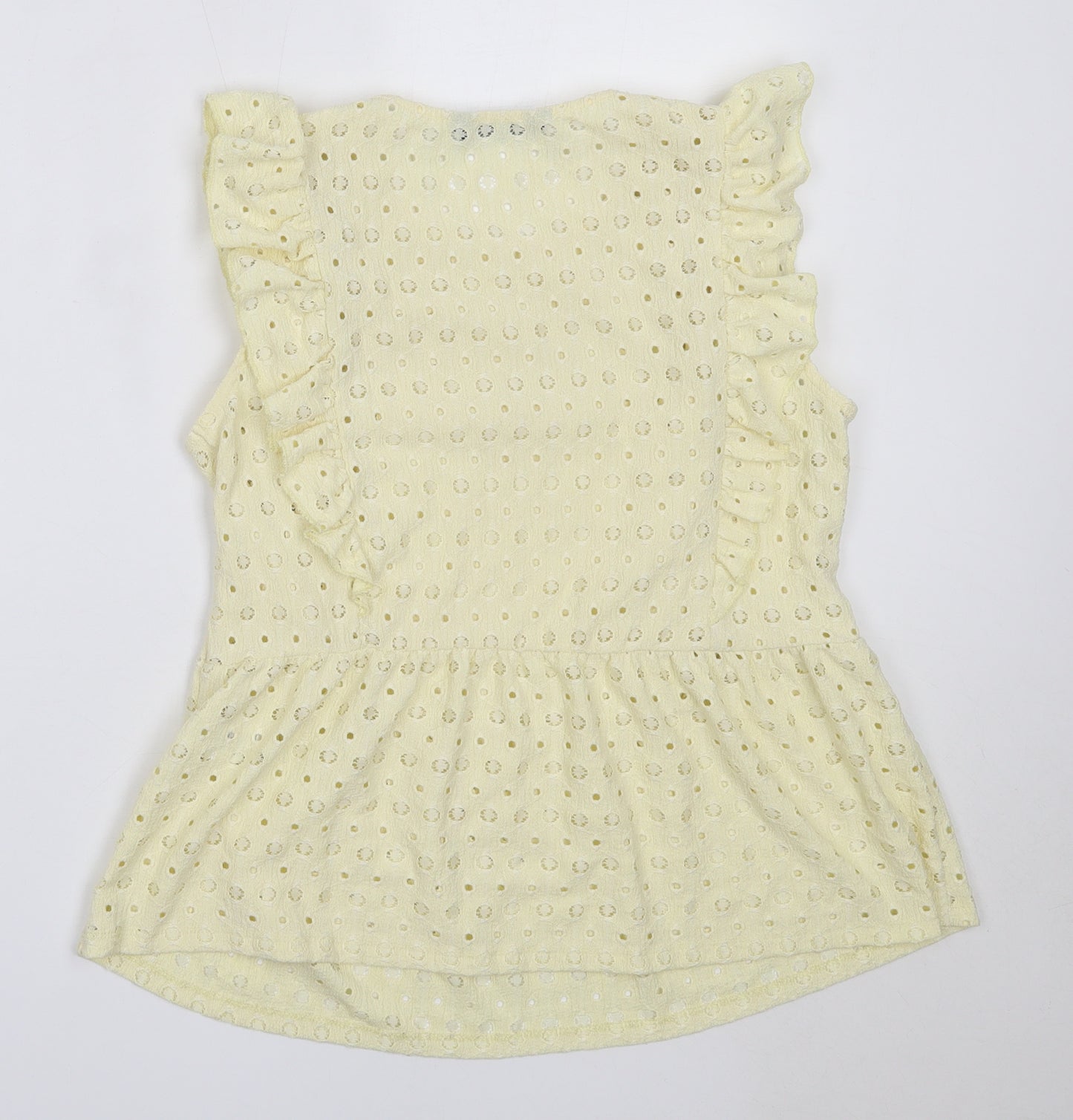 F&F Womens Yellow  Polyester Basic Blouse Size 12 Round Neck