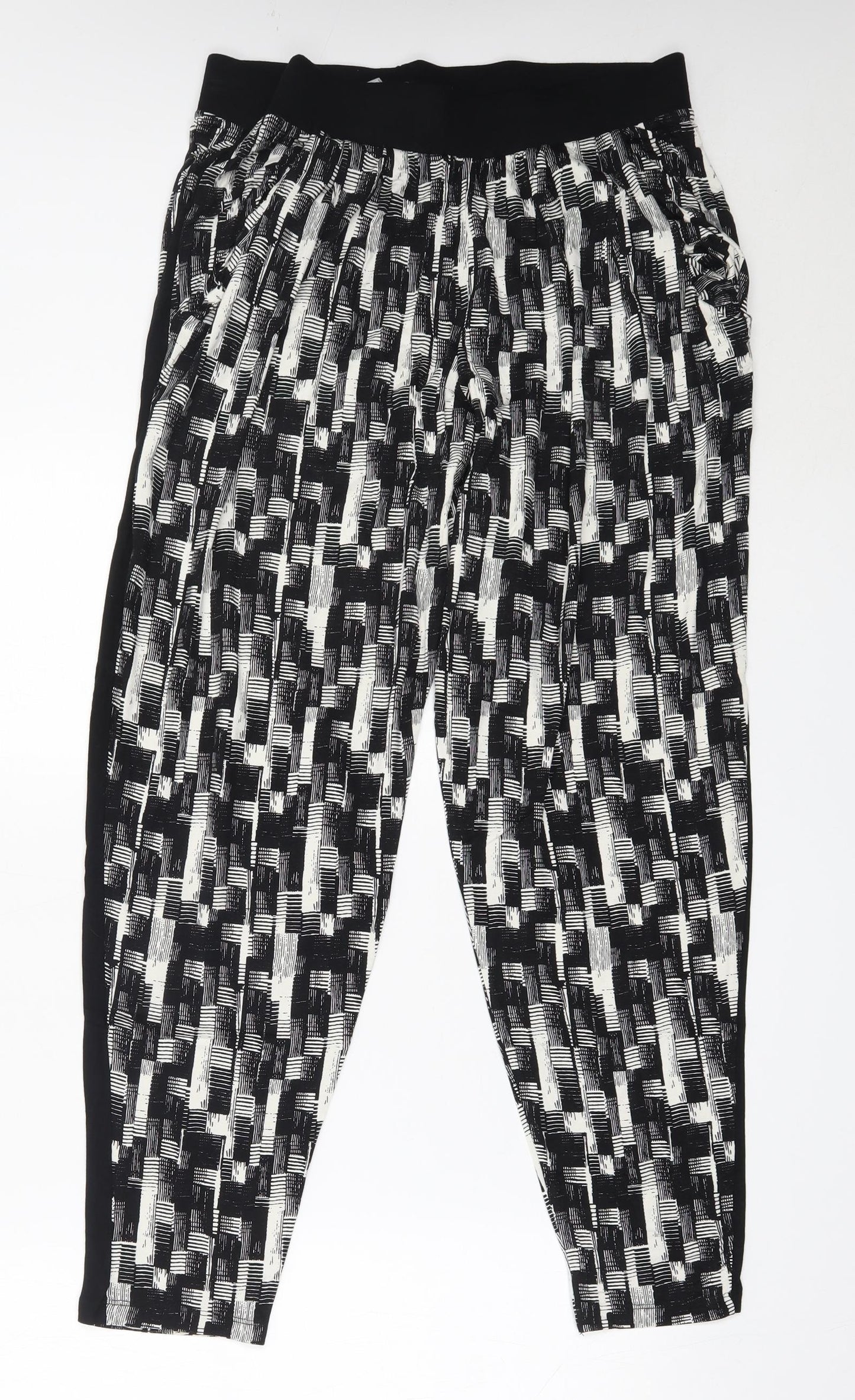 NEXT Womens Black  Viscose Harem Trousers Size 14 L28.5 in Regular