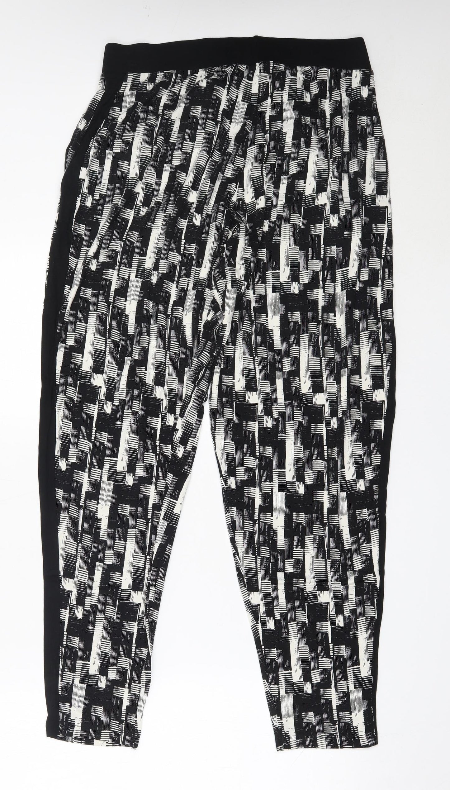 NEXT Womens Black  Viscose Harem Trousers Size 14 L28.5 in Regular