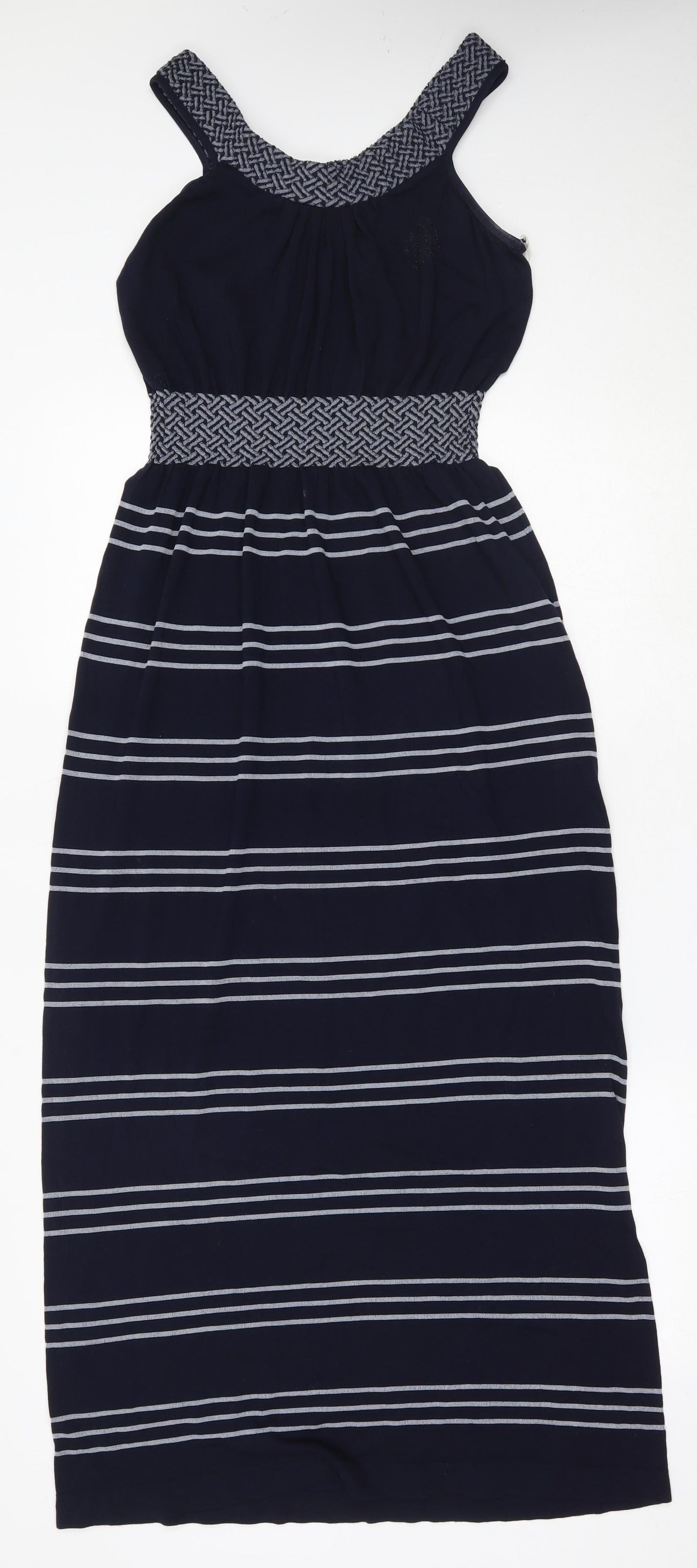 Primark Womens Blue Striped Polyamide Maxi  Size S  Round Neck