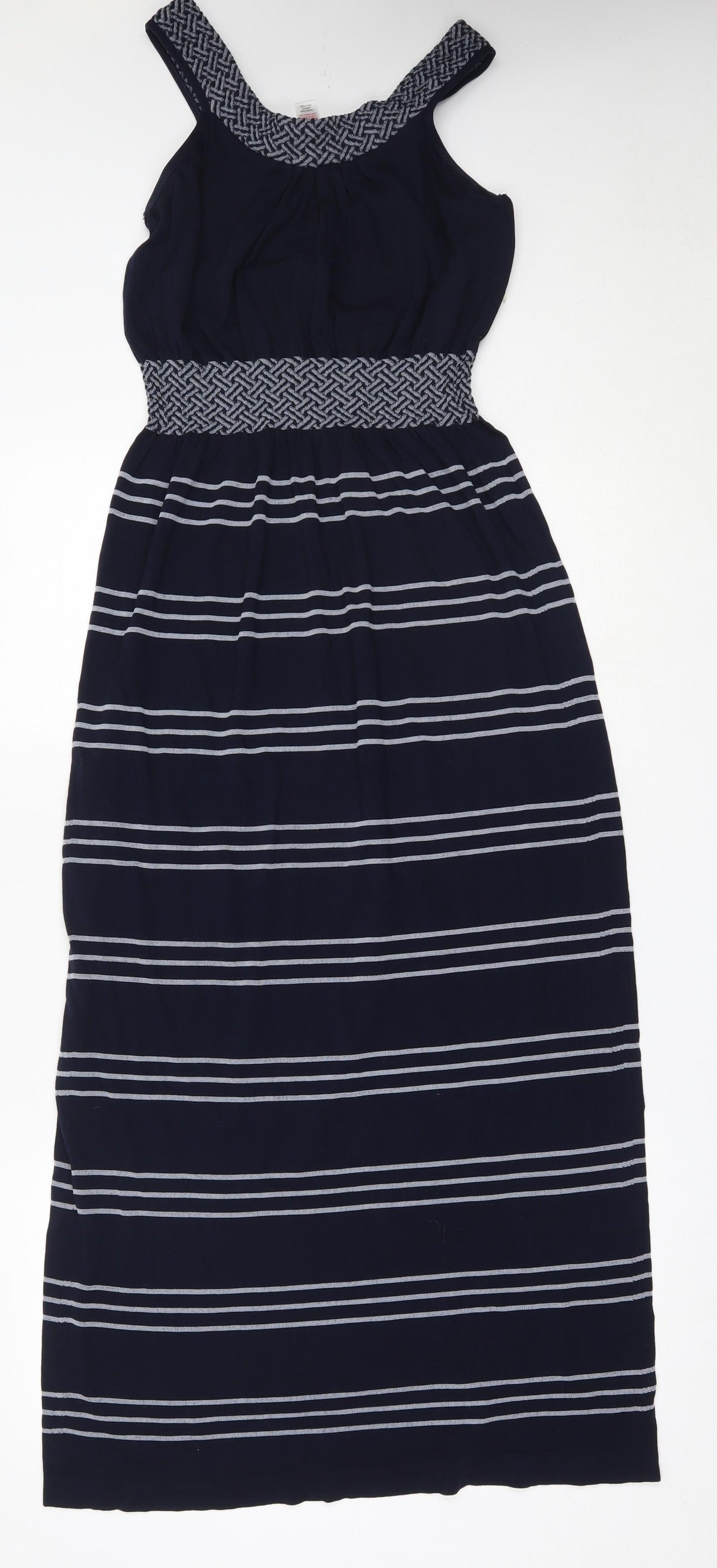 Primark Womens Blue Striped Polyamide Maxi  Size S  Round Neck