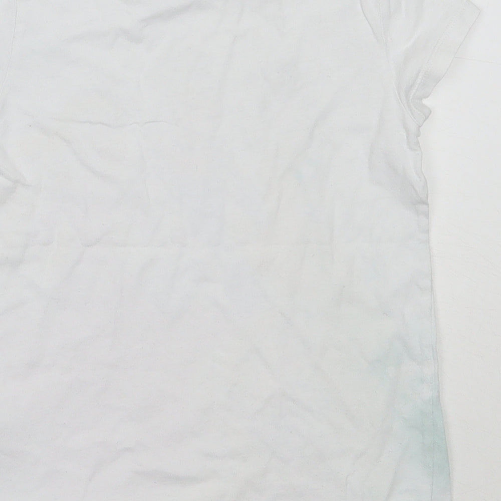 Disney Girls White  Cotton Basic T-Shirt Size 7 Years Round Neck  - disney princess