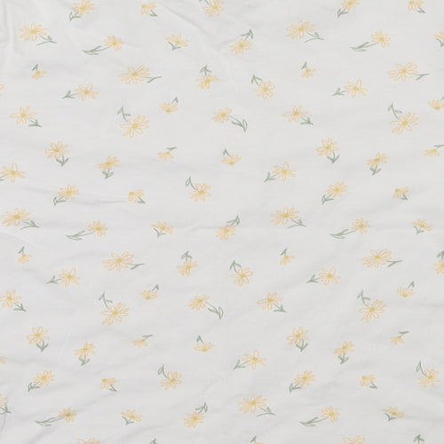 Preworn Girls White Floral Cotton Basic T-Shirt Size 8 Years Round Neck