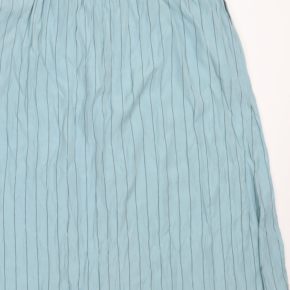 Vera & Lucy Womens Blue Striped Viscose Flare Skirt Size S