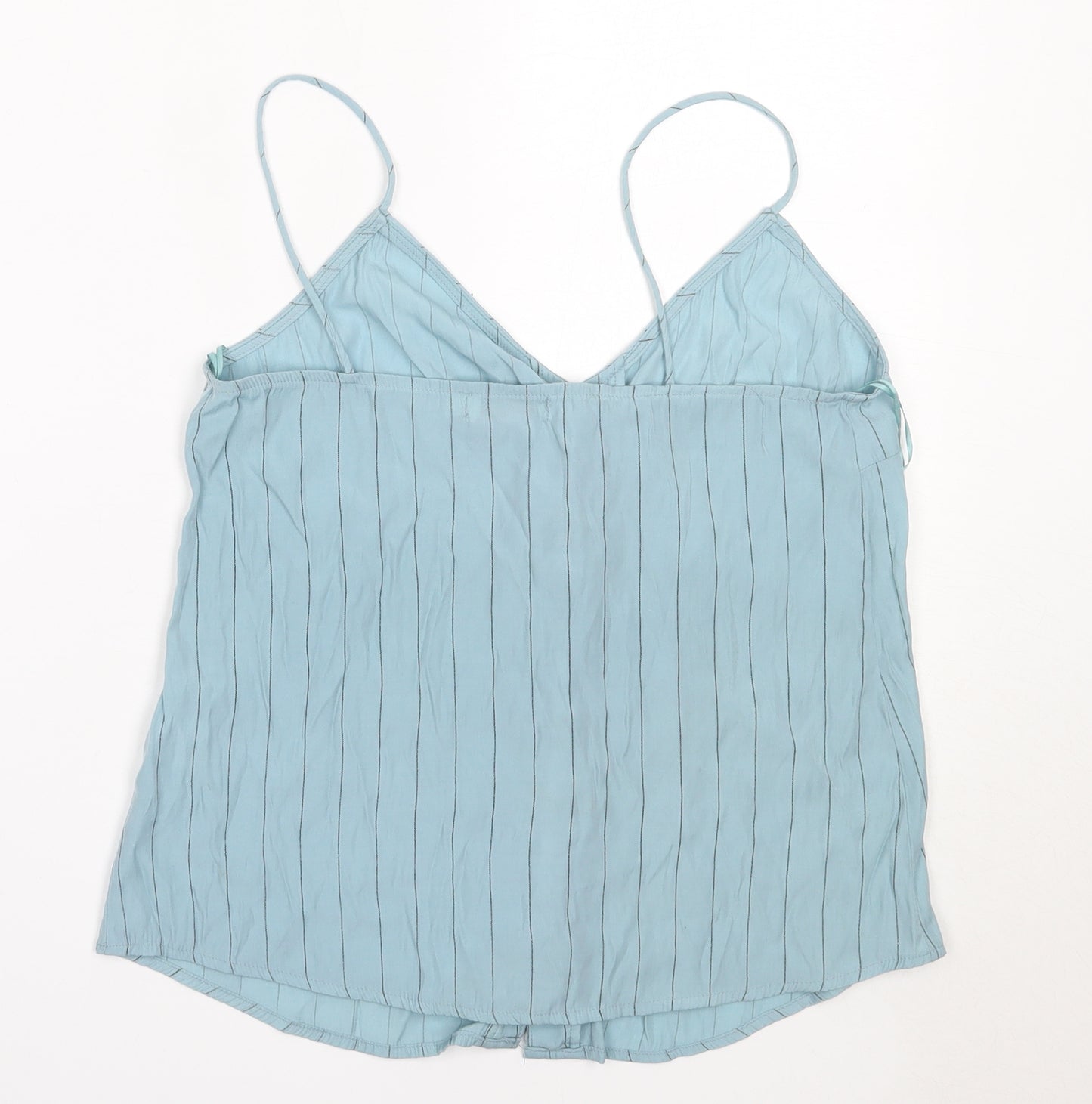 Vera & Lucy Womens Blue Striped Viscose Camisole Blouse Size S V-Neck