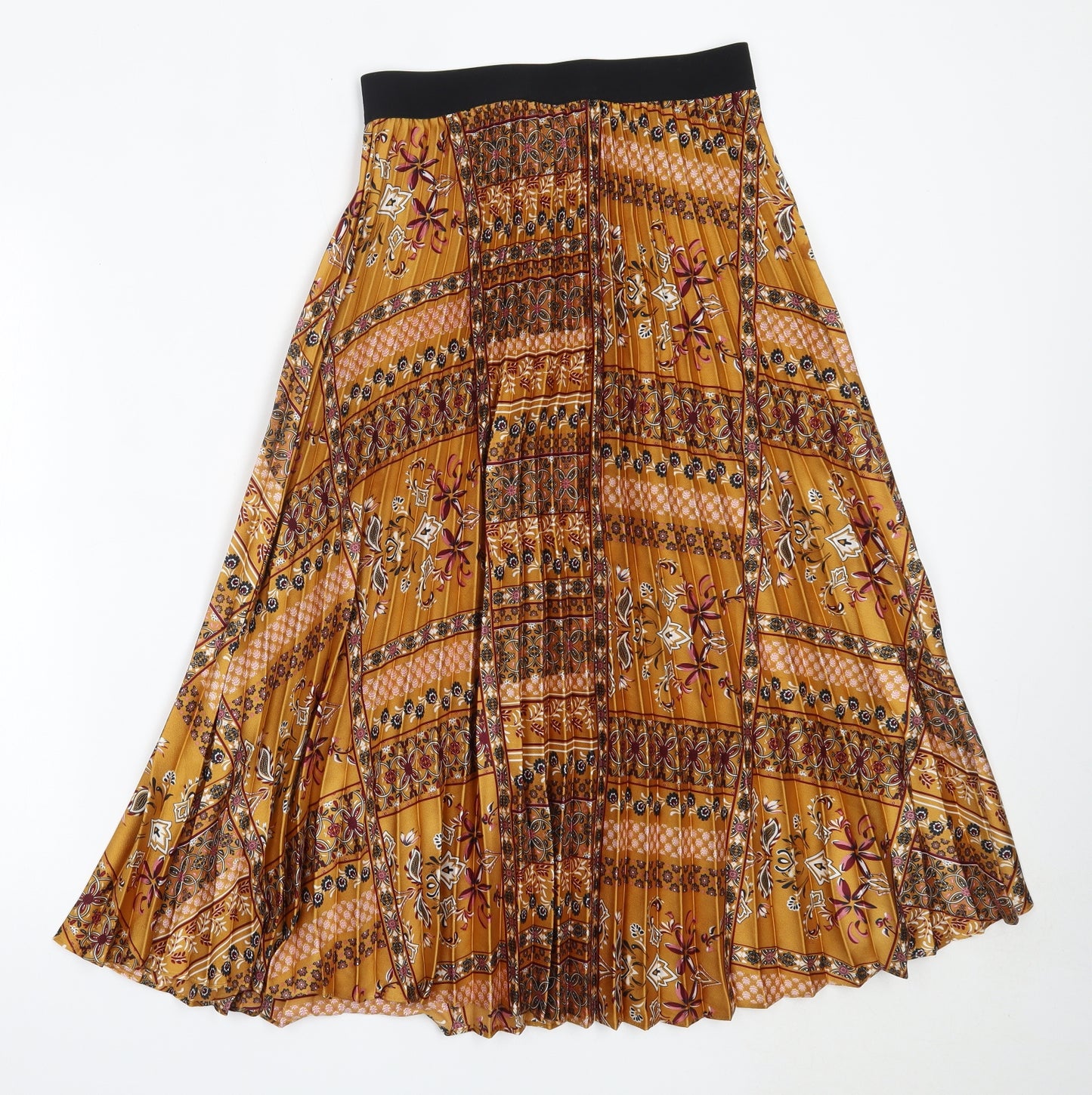 TU Womens Gold Geometric Polyester Flare Skirt Size 8