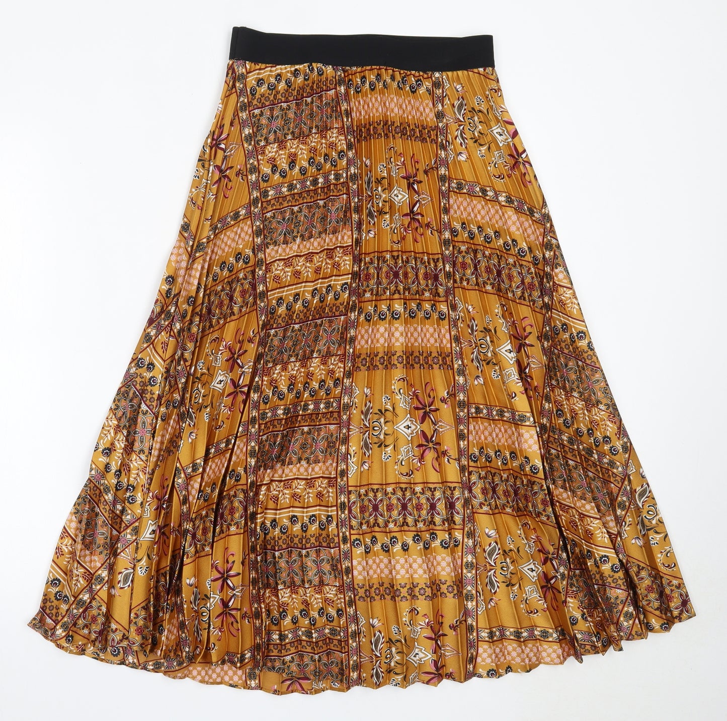 TU Womens Gold Geometric Polyester Flare Skirt Size 8