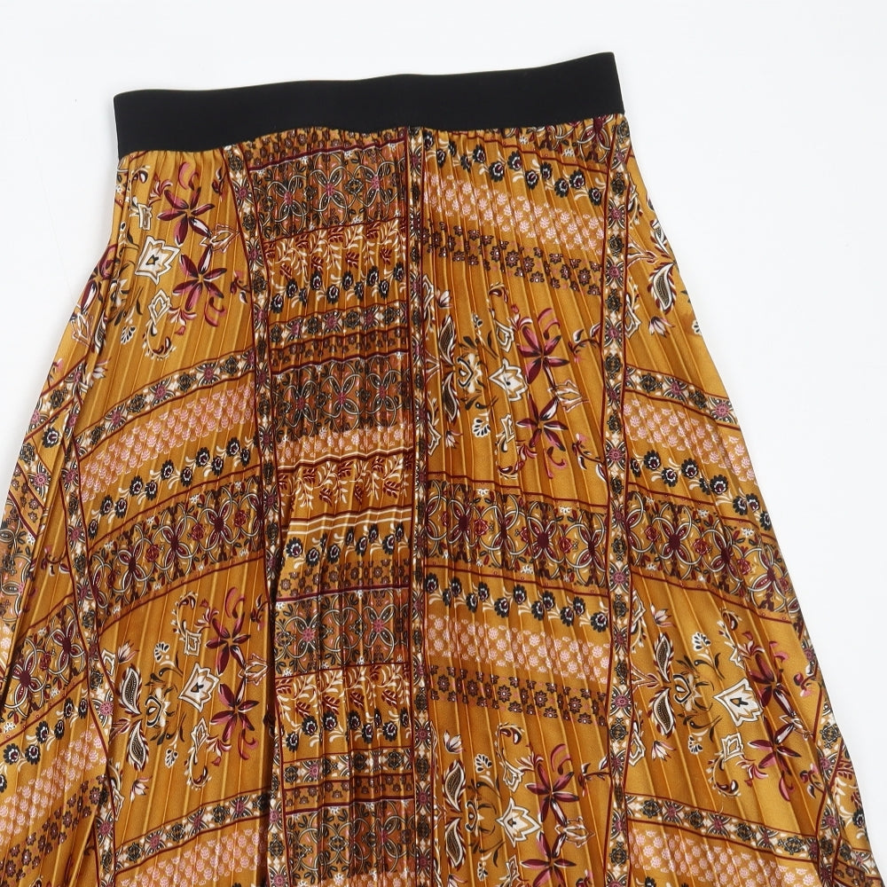 TU Womens Gold Geometric Polyester Flare Skirt Size 8