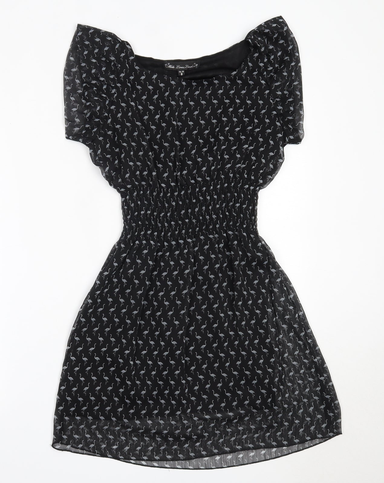 Mela London Womens Black  Polyester Fit & Flare  Size 8  Round Neck