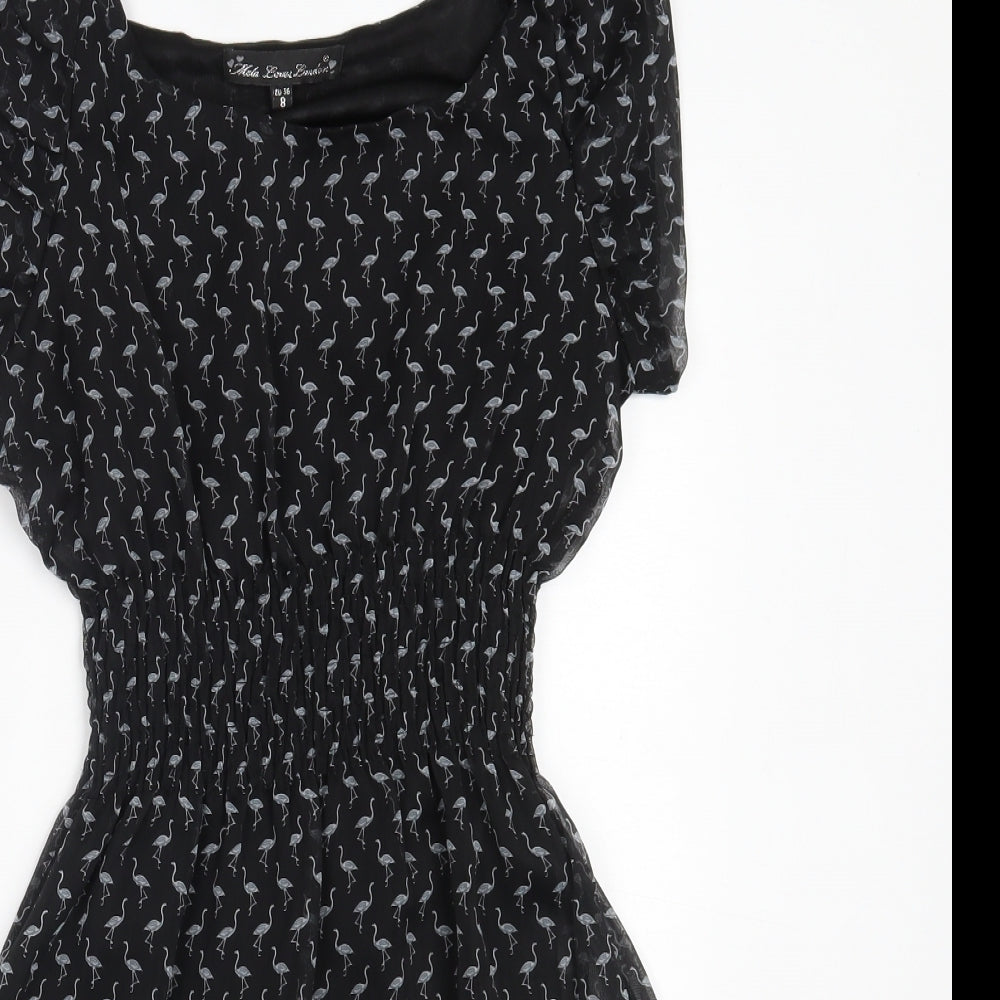 Mela London Womens Black  Polyester Fit & Flare  Size 8  Round Neck