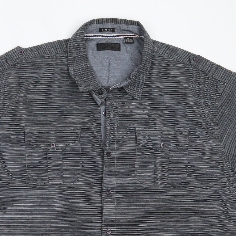 Steve's Jeans Mens Grey  Cotton  Button-Up Size 2XL Collared
