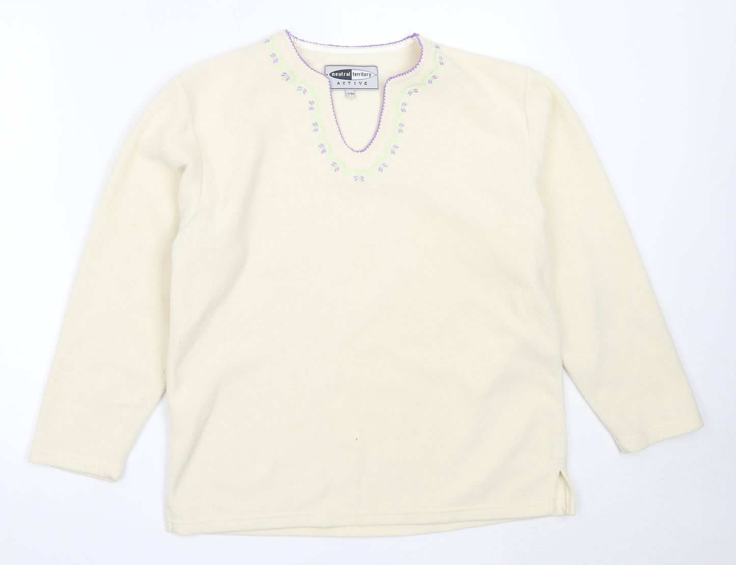 Neutral Territory Womens Ivory V-Neck  Polyester Pullover Jumper Size S