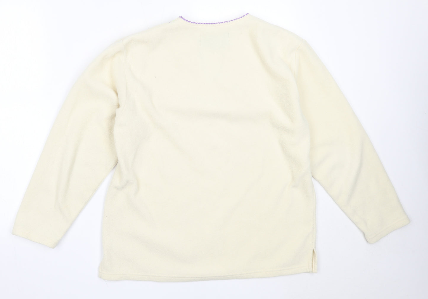 Neutral Territory Womens Ivory V-Neck  Polyester Pullover Jumper Size S