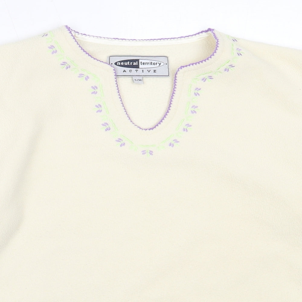 Neutral Territory Womens Ivory V-Neck  Polyester Pullover Jumper Size S