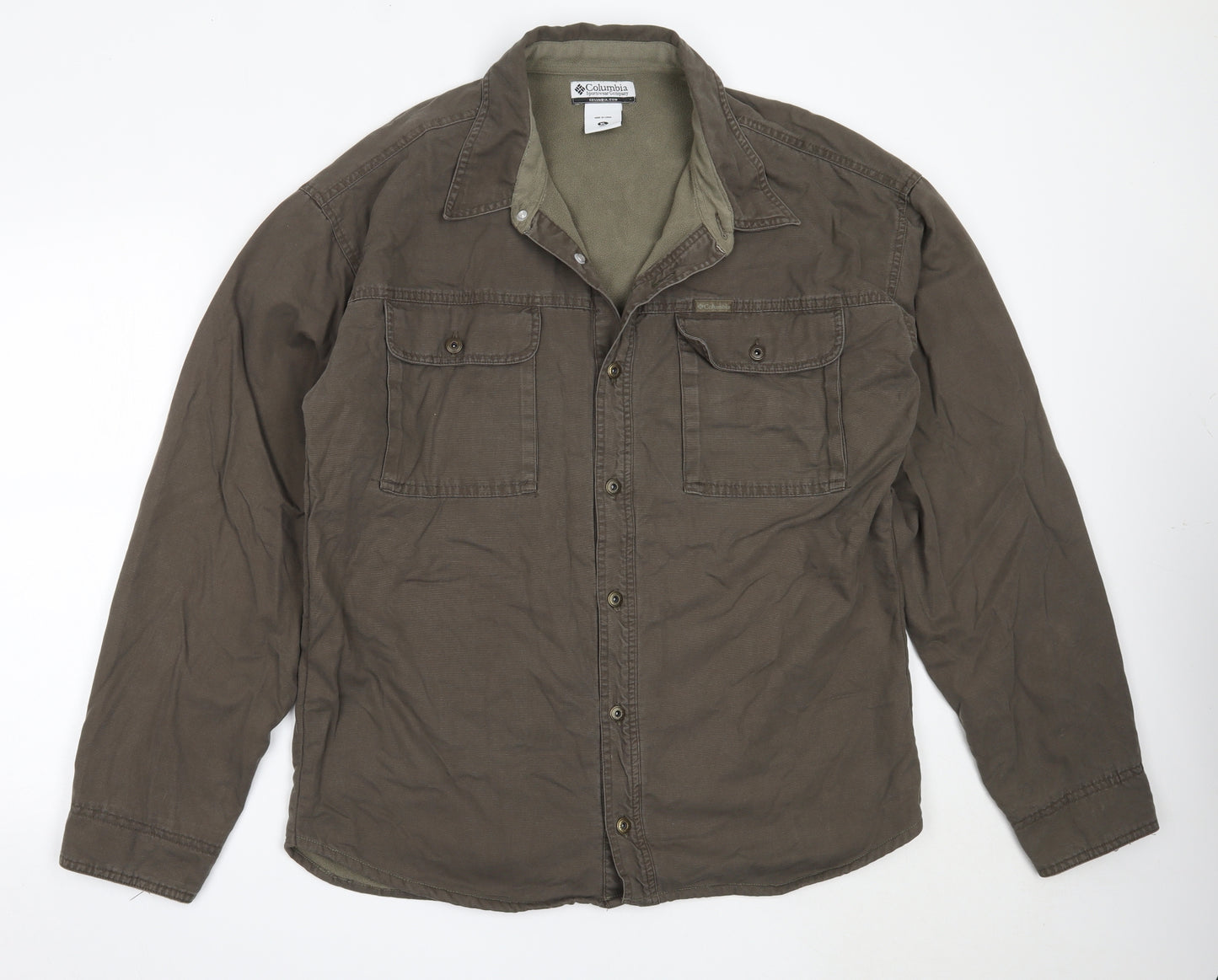 Columbia Mens Brown  Cotton  Button-Up Size XL Collared