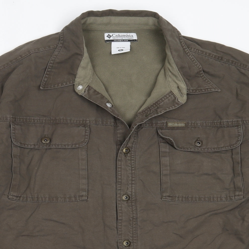 Columbia Mens Brown  Cotton  Button-Up Size XL Collared