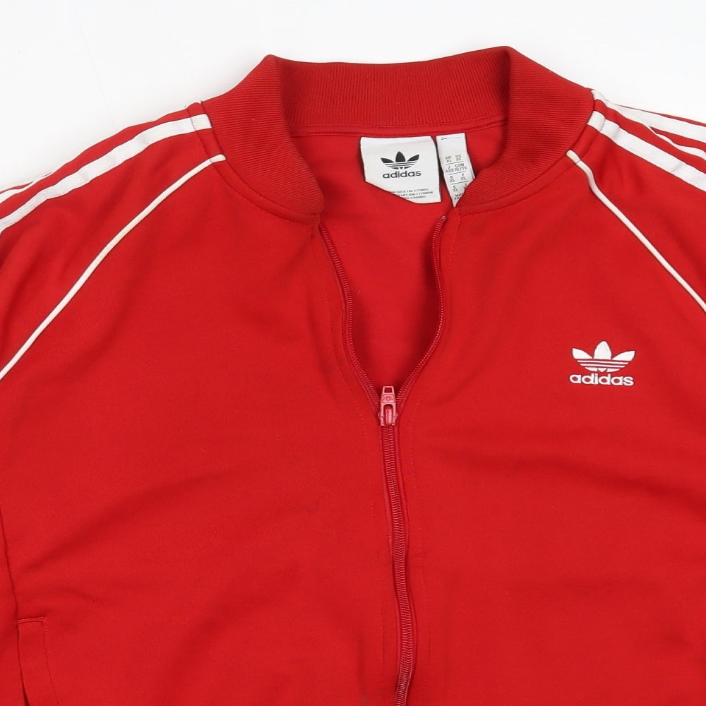 adidas Mens Red  Polyester Full Zip Sweatshirt Size XL