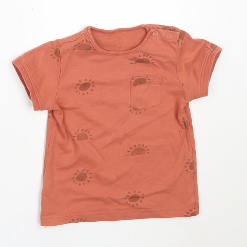 TU Boys Orange  Cotton Basic T-Shirt Size 12-18 Months Round Neck
