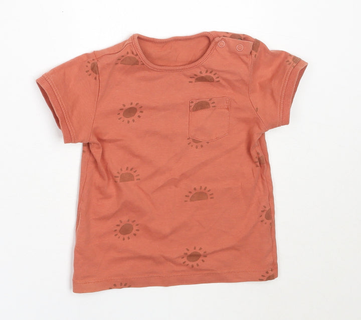 TU Boys Orange Cotton Basic T-Shirt Size 12-18 Months Round Neck