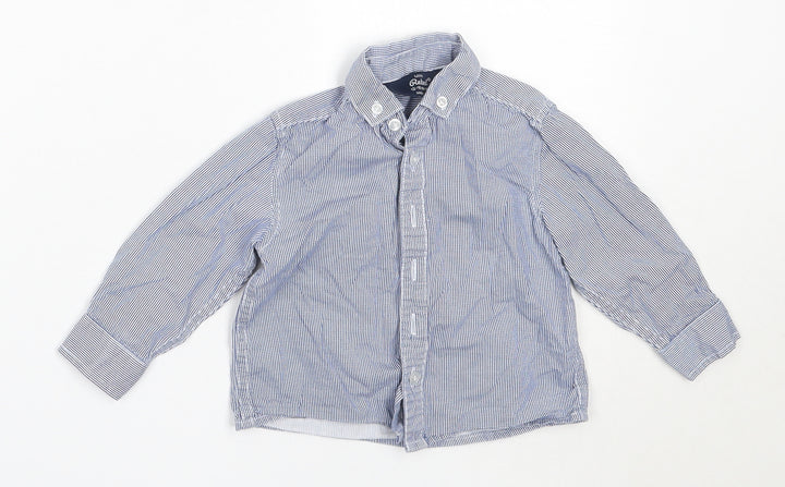 Mini Rebel Boys Blue Cotton Basic Button-Up Size 12-18 Months Collared
