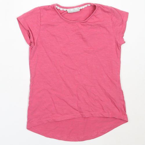 Matalan Girls Pink  Cotton Basic T-Shirt Size 7 Years Round Neck