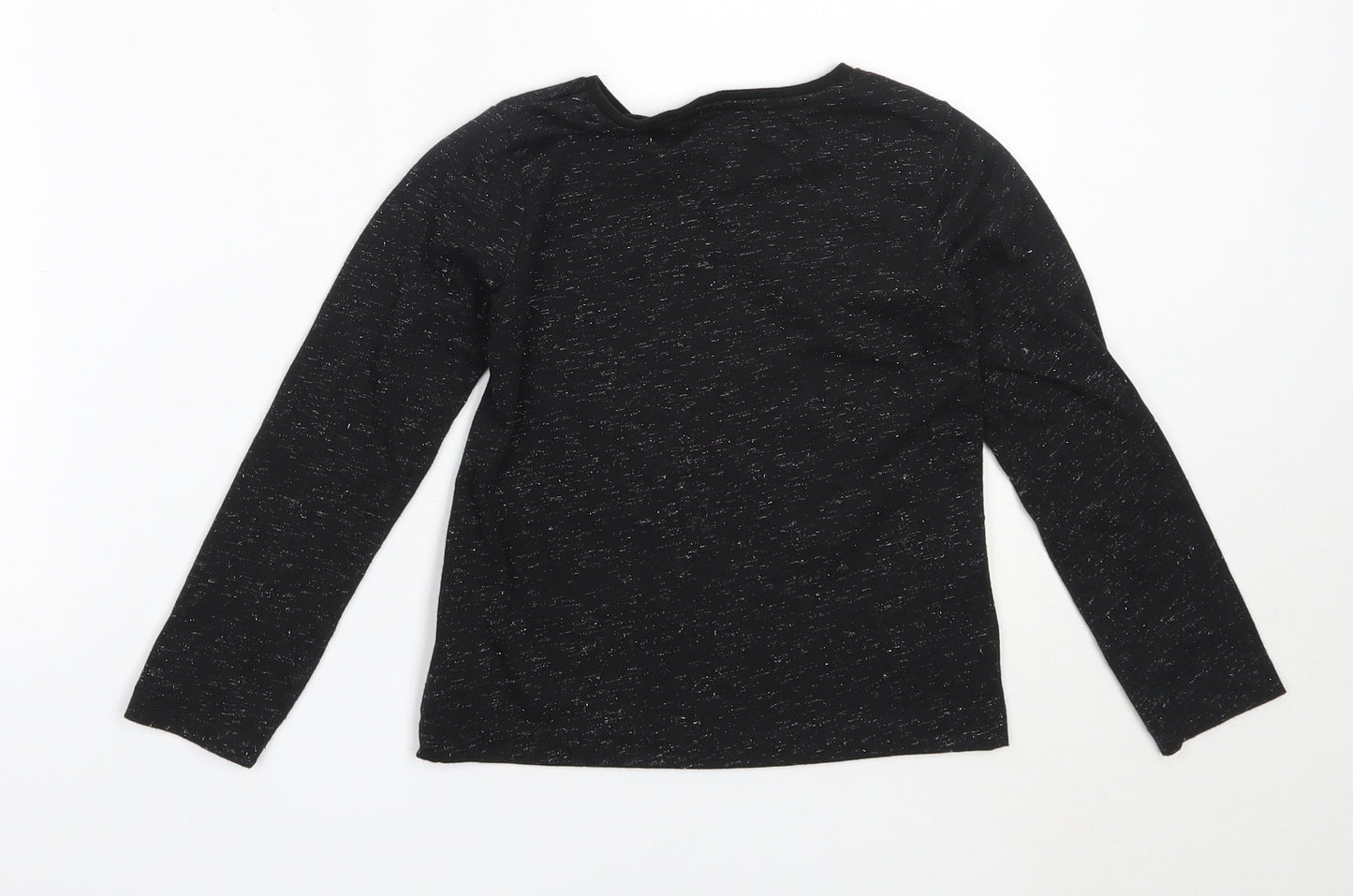 M&Co Girls Black  Polyester Basic T-Shirt Size 6-7 Years Round Neck
