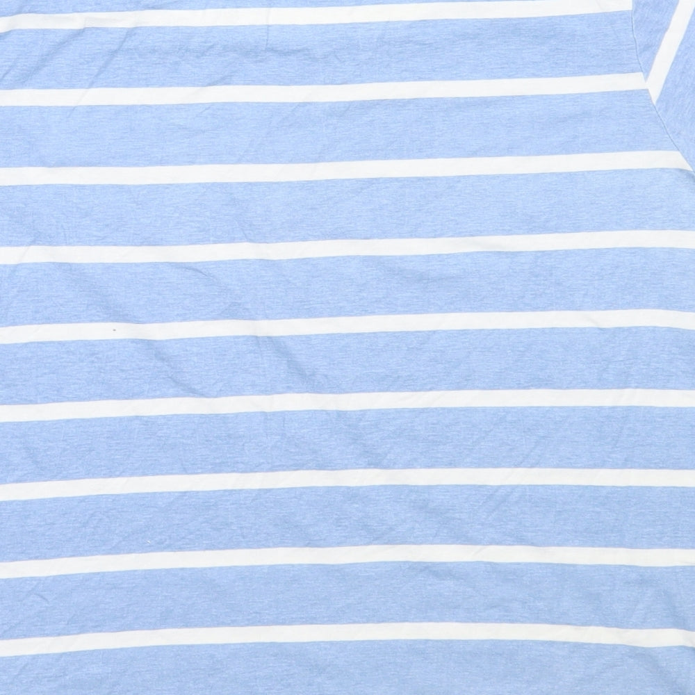 Primark Womens Blue Striped Cotton Basic T-Shirt Size 14 Round Neck