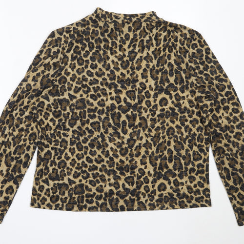 Primark Womens Beige High Neck Animal Print Polyester Pullover Jumper Size XL
