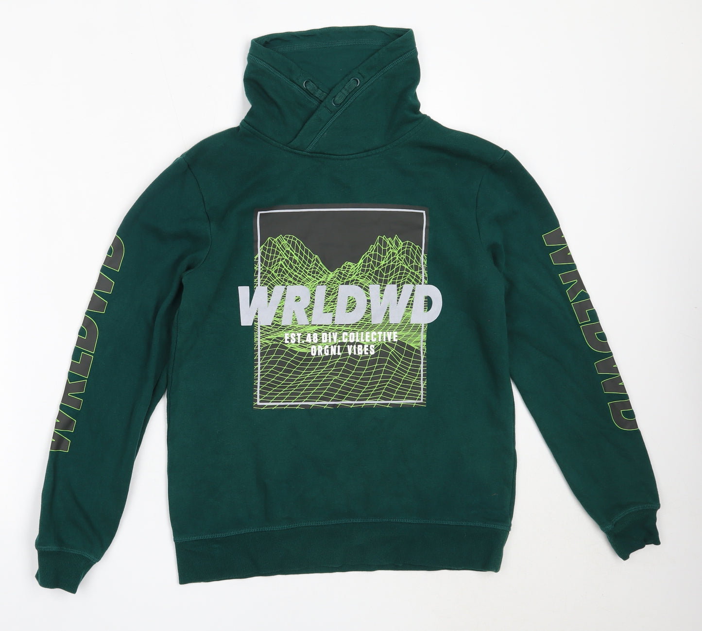 H&M Boys Green  Cotton Pullover Sweatshirt Size 13-14 Years