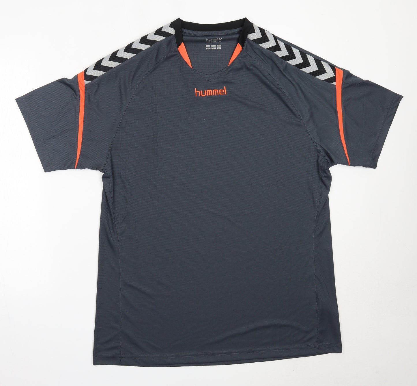 Hummel Mens Grey  Polyester Basic T-Shirt Size 2XL V-Neck