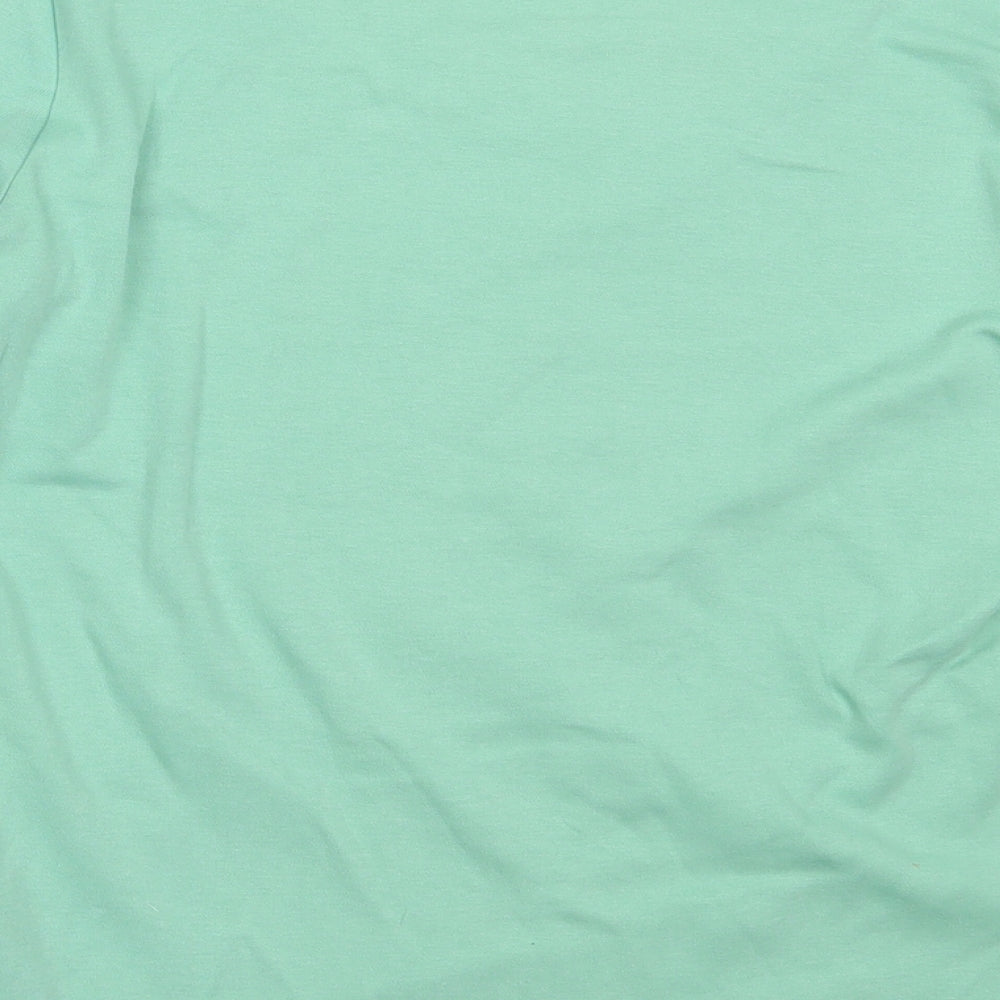 Tulchan Womens Green  Cotton Basic T-Shirt Size M V-Neck