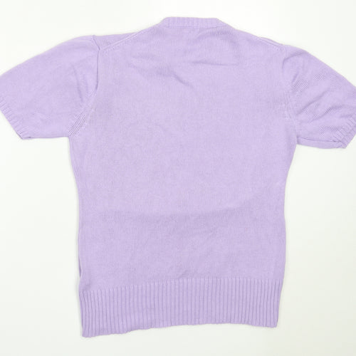 Stature Womens Purple Round Neck  Cotton Pullover Jumper Size 14