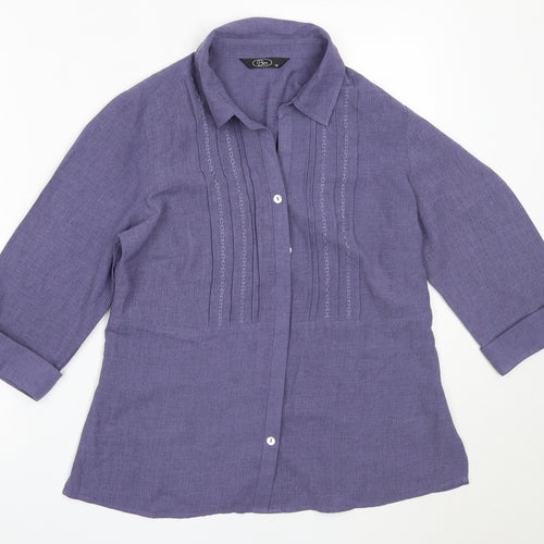 BM Womens Purple  Polyester Basic Button-Up Size 12 Collared