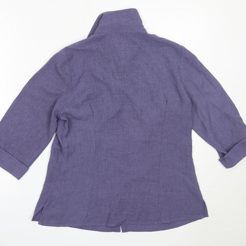 BM Womens Purple  Polyester Basic Button-Up Size 12 Collared