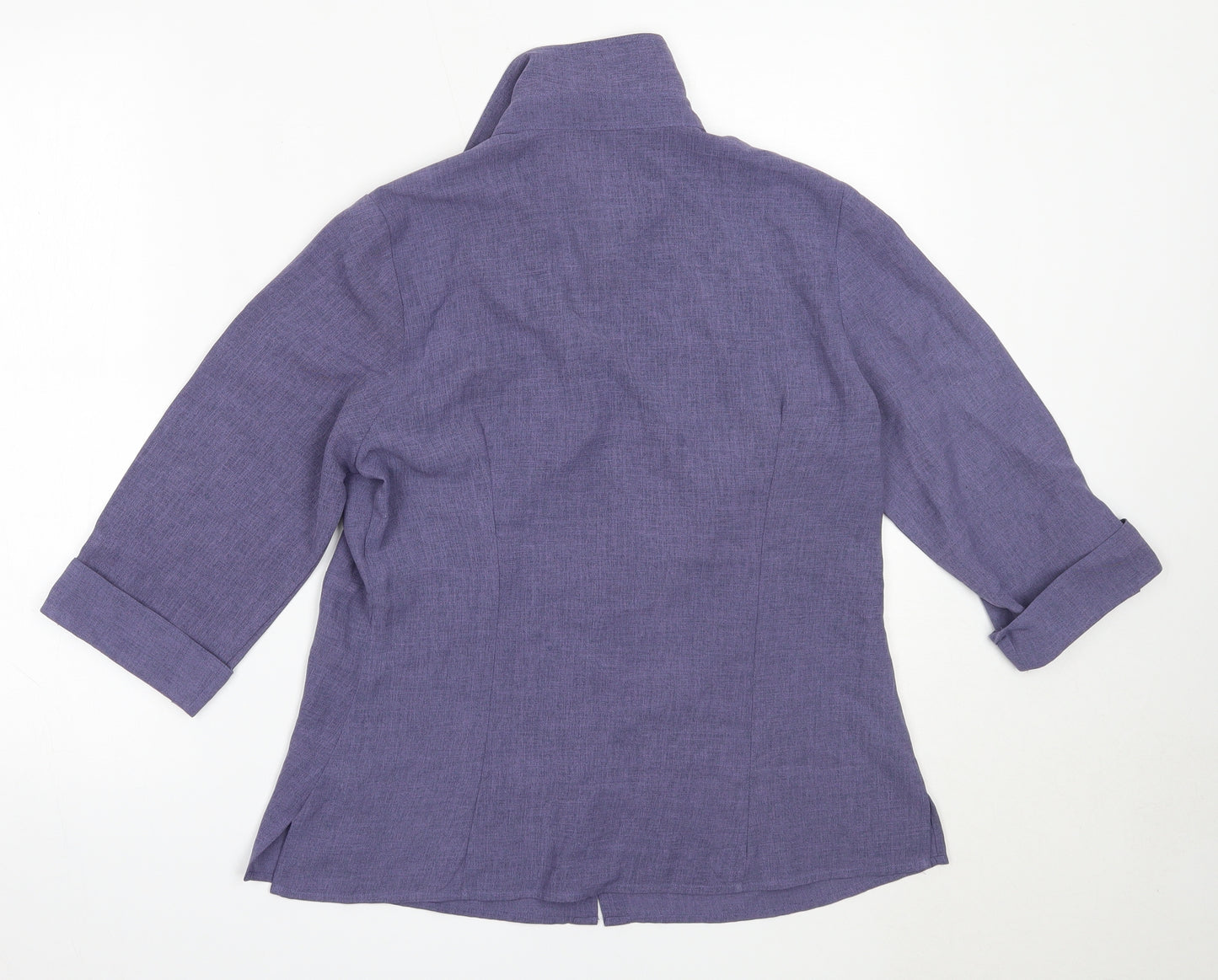 BM Womens Purple  Polyester Basic Button-Up Size 12 Collared