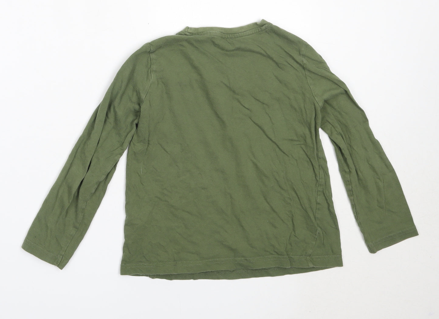 Primark Boys Green  Cotton Basic T-Shirt Size 6-7 Years Round Neck