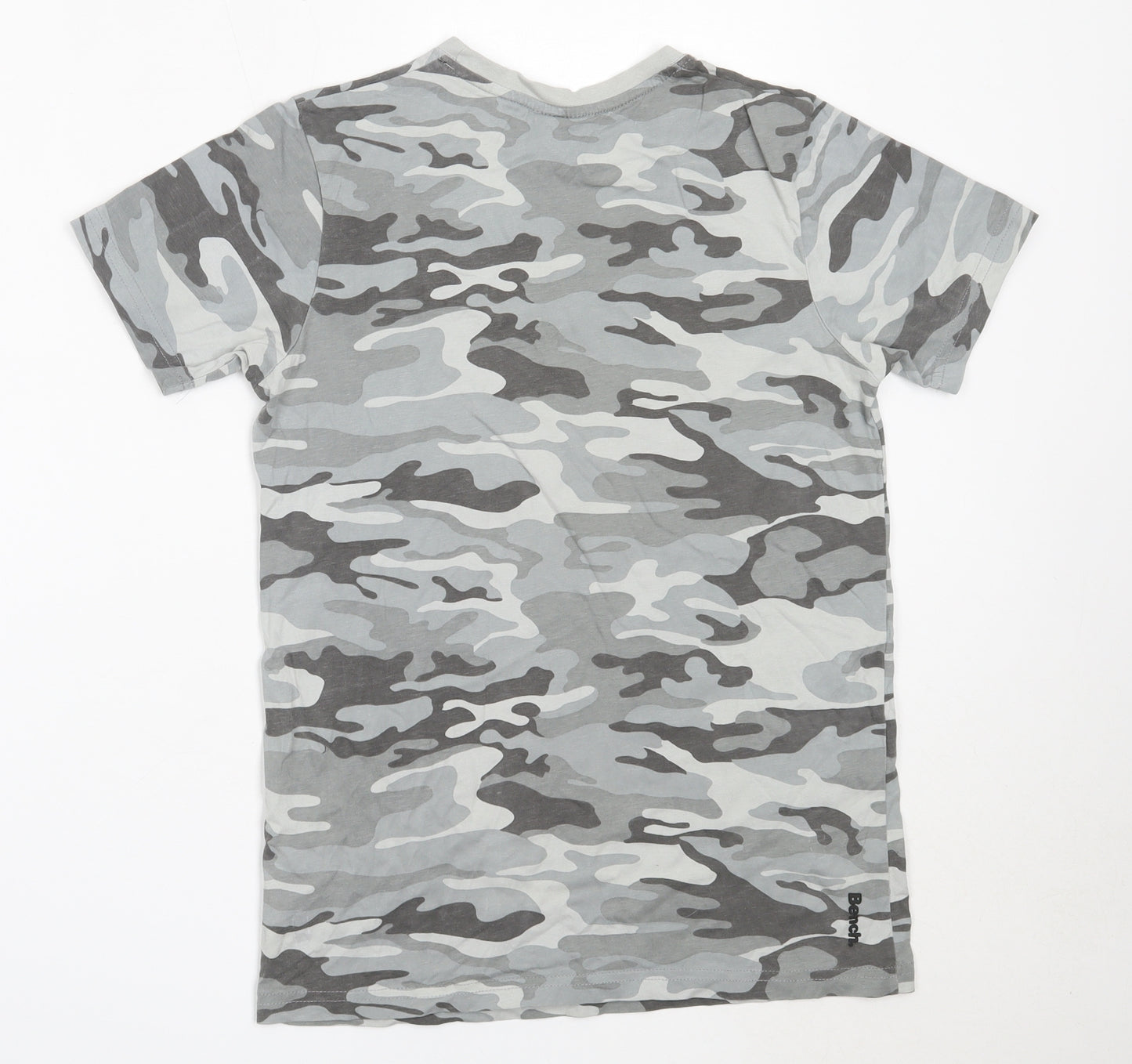 Bench Boys Grey Camouflage Cotton Basic T-Shirt Size 13 Years Round Neck