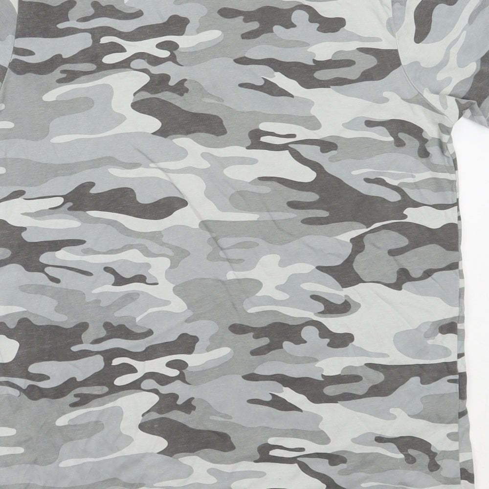 Bench Boys Grey Camouflage Cotton Basic T-Shirt Size 13 Years Round Neck