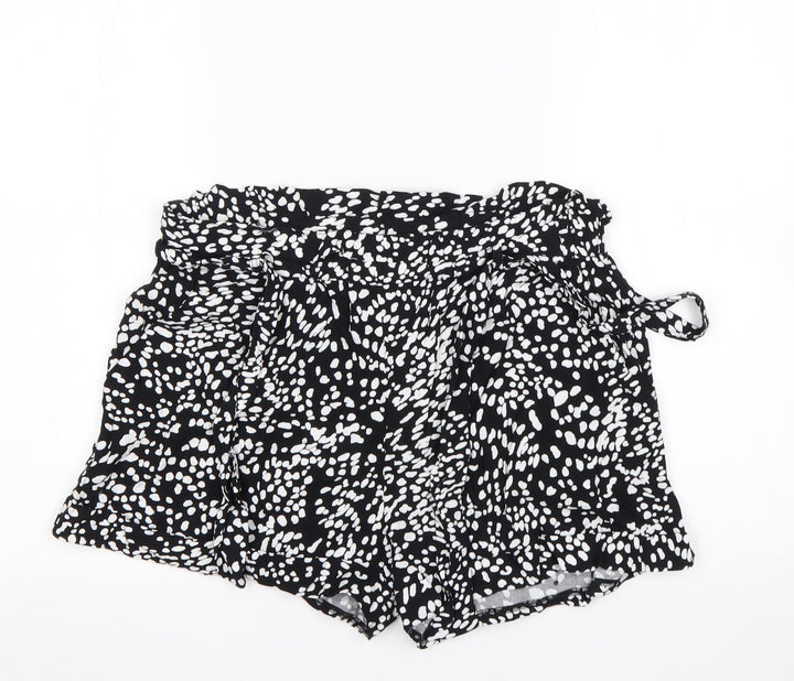 JEFF&CO Womens Multicoloured Animal Print Viscose Paperbag Shorts Size 12 L3 in Regular