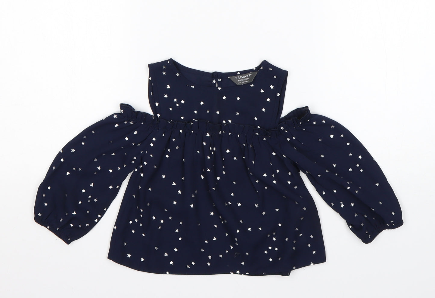 Primark Girls Multicoloured Polka Dot Polyester Basic Blouse Size 2-3 Years Round Neck