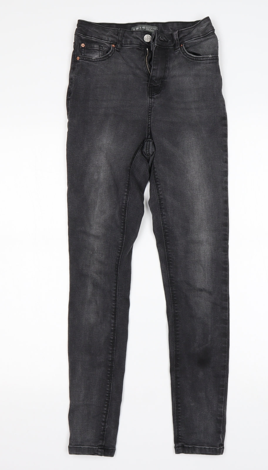 Primark Womens Black  Cotton Skinny Jeans Size 8 L28 in Regular